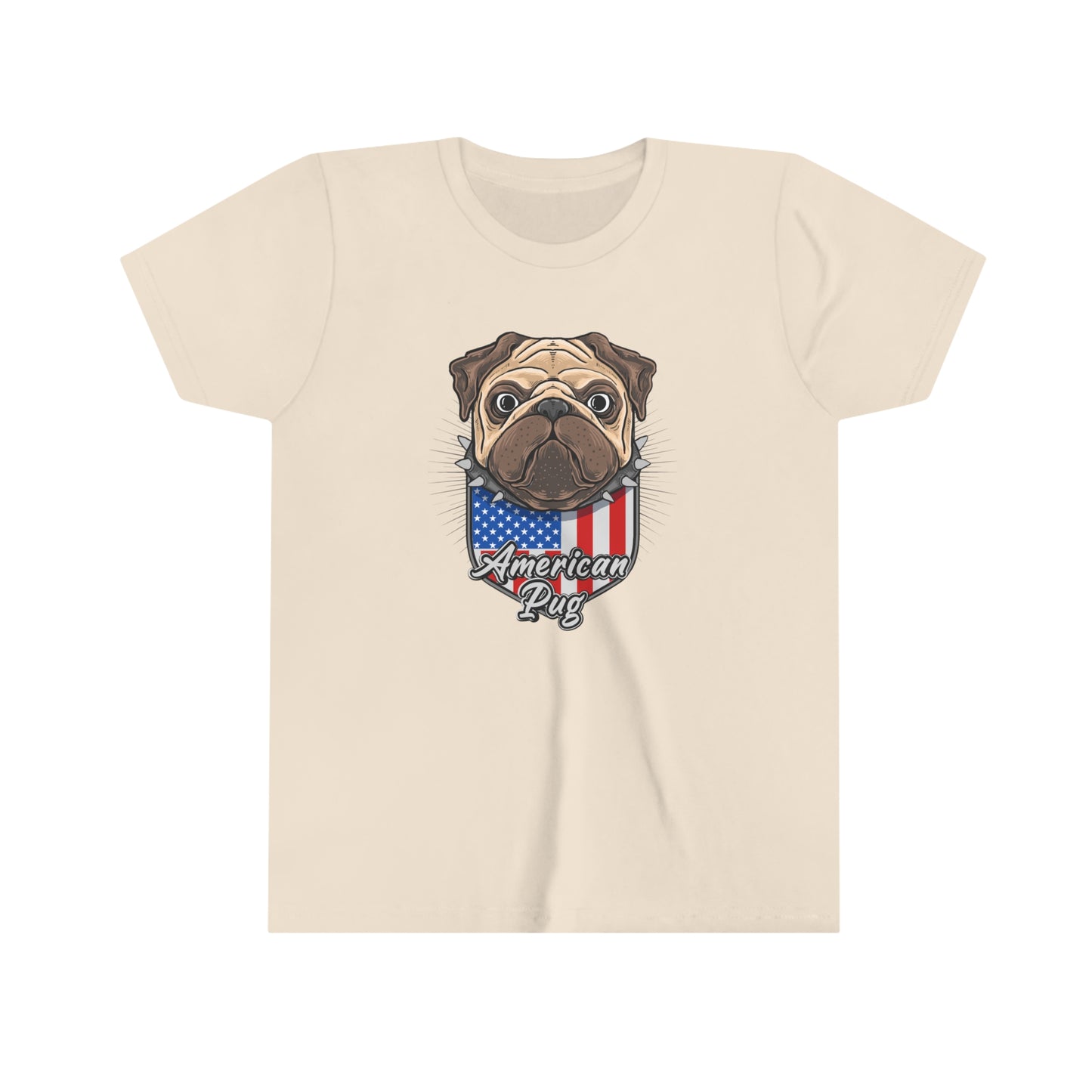 4th of July American Patriotic Pug Youth Short Sleeve Tee Kids TShirt