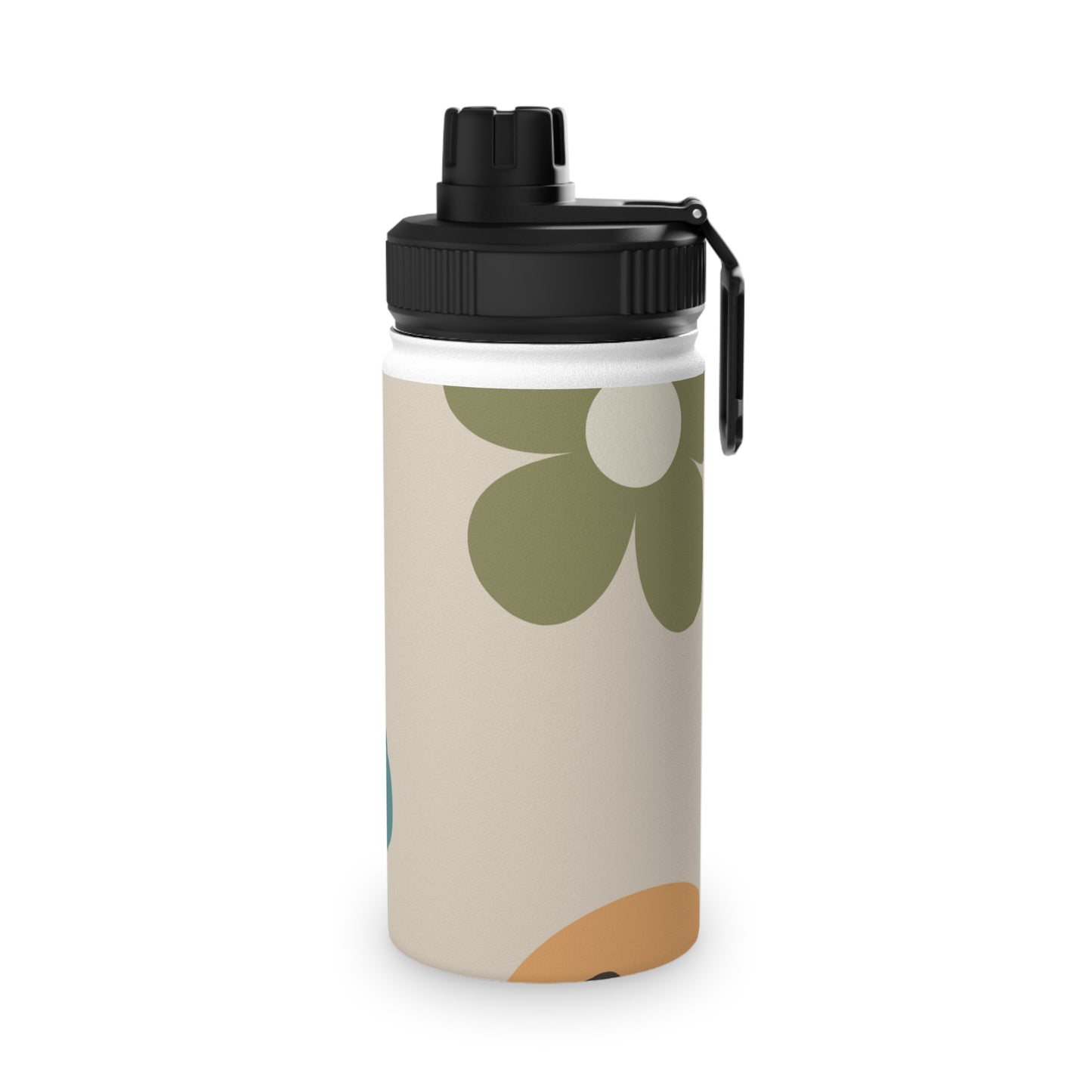 Retro Flowers and Smiley Face Stainless Steel Water Bottle, Sports Lid, School Trendy Water Bottle, Free Shipping