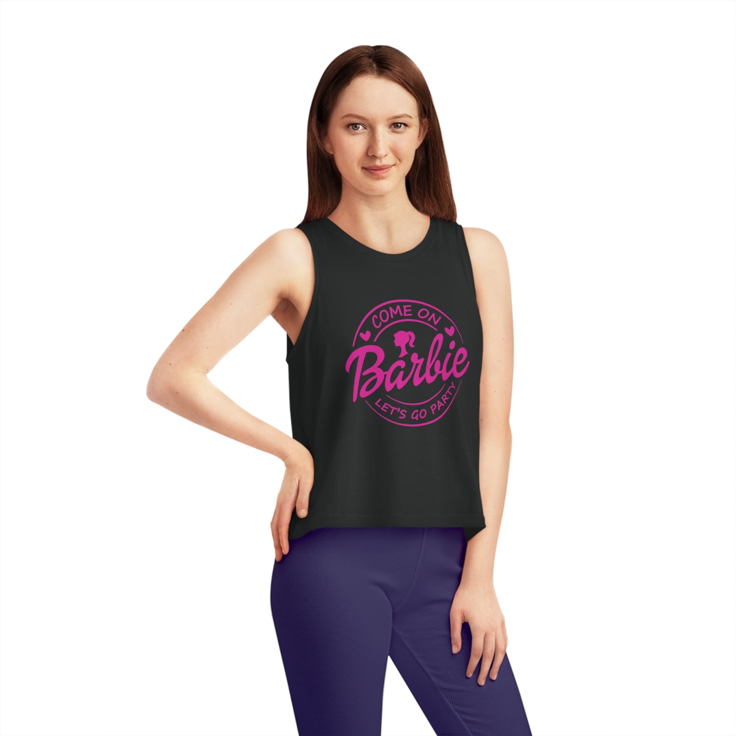 Barbie Movie Logo Cropped Tank Top, Come on Barbie Lets Go Party Tank Top Women's Dancer Cropped Tank Top