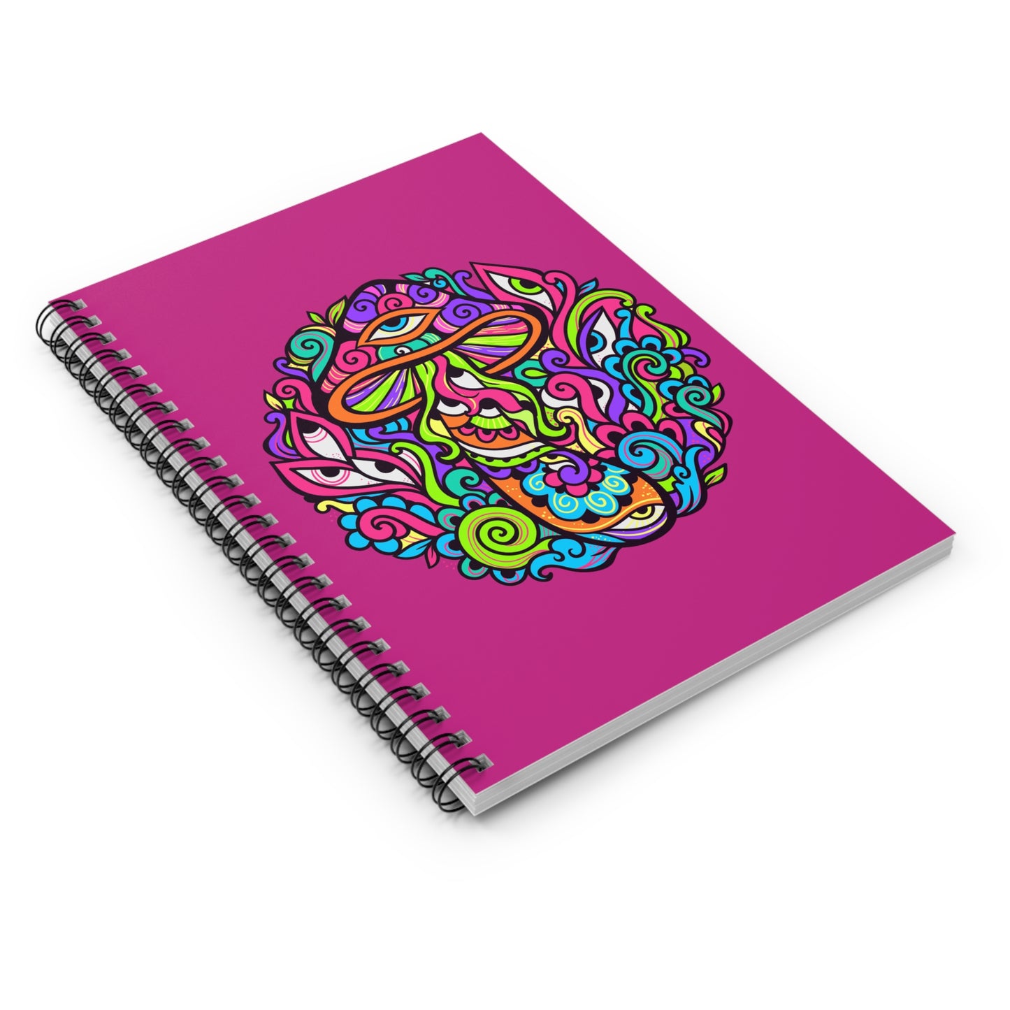 Hippie Mushroom Psychedelic Spiral Notebook, Eyeball Notebook, Hippie Notebook - Ruled Line, Free Shipping