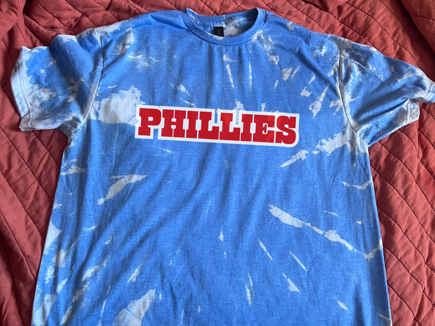 Philadelphia Phillies Blue Reverse Tie Dye T Shirt Tee