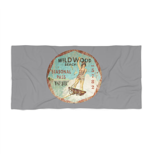 Wildwood Retro Season pass Beach Towel Wildwood Vintage Woman
