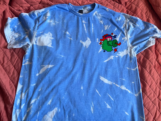 Philadelphia Phillies Phanatic Logo Blue Reverse Tie Dye T Shirt Tee