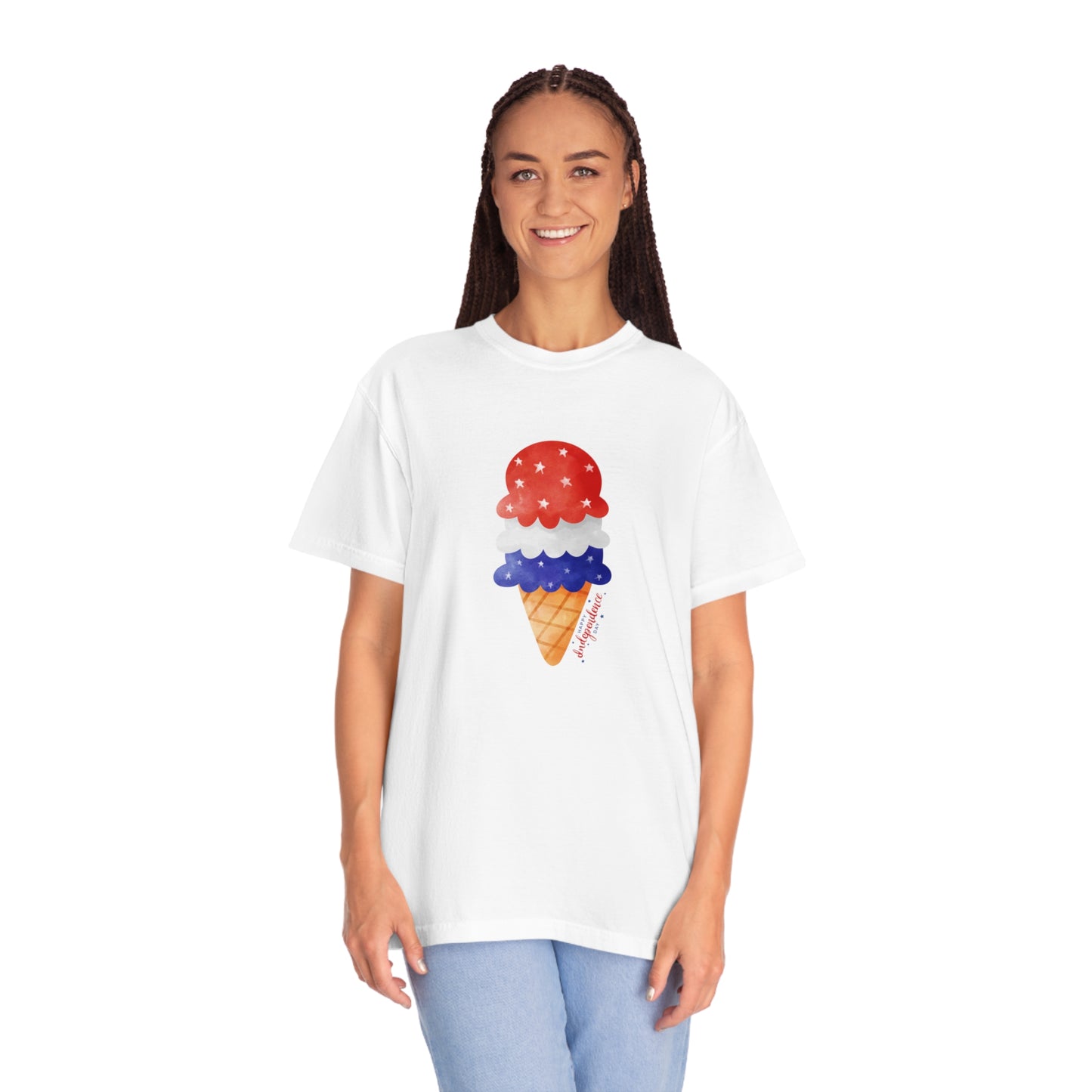 4th of July Ice Cream, Red, White and Blue Unisex Garment-Dyed T-shirt  Comfort Colors