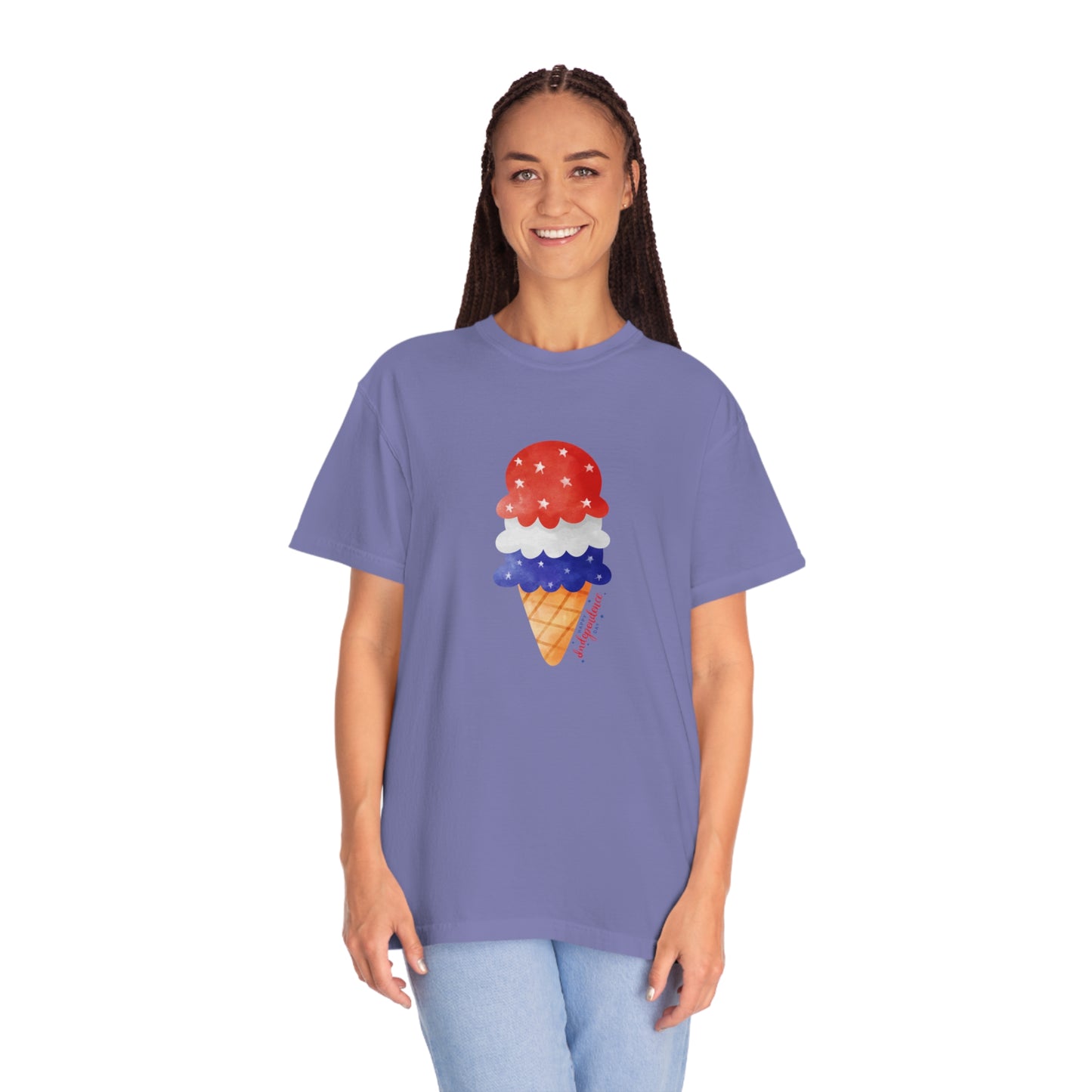 4th of July Ice Cream, Red, White and Blue Unisex Garment-Dyed T-shirt  Comfort Colors
