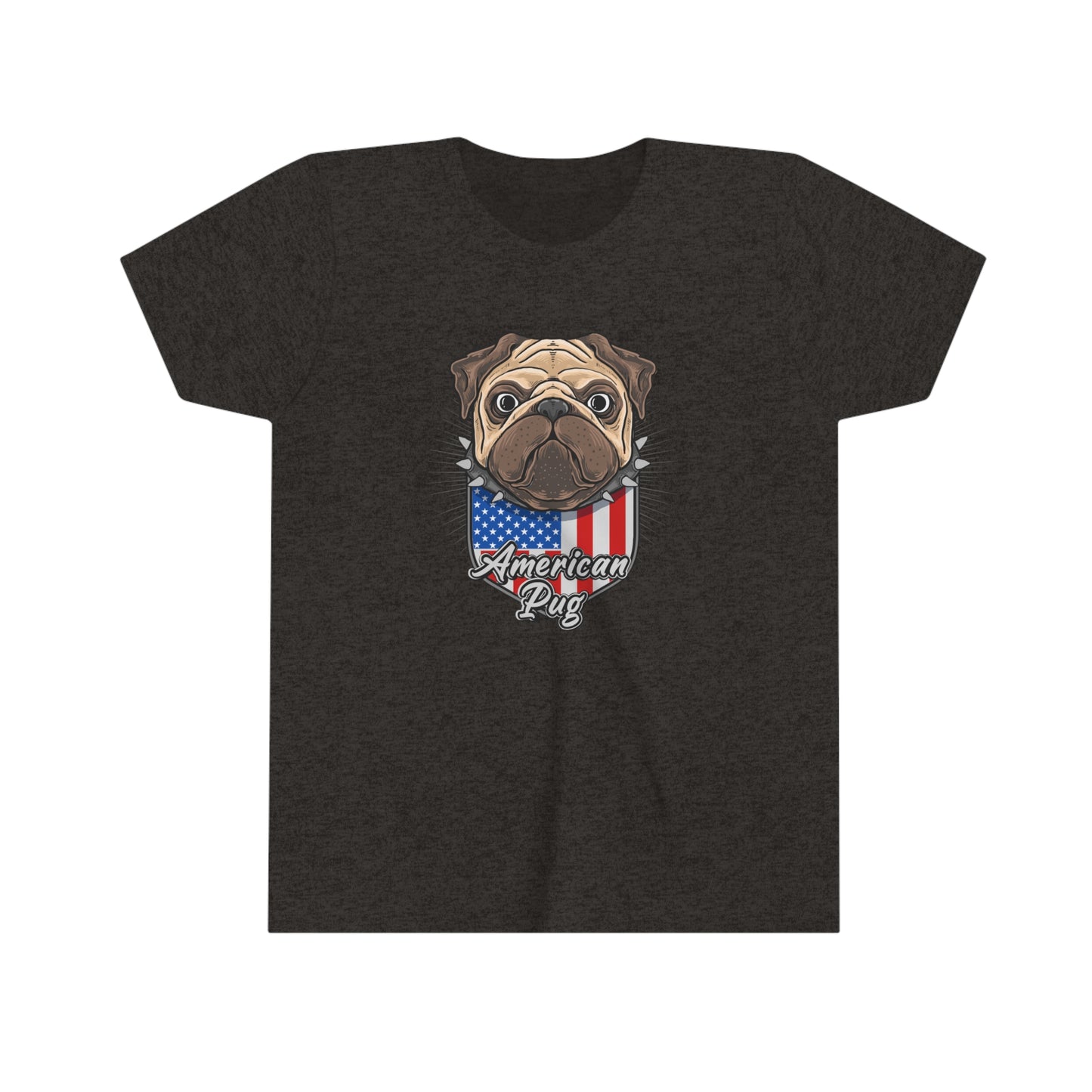 4th of July American Patriotic Pug Youth Short Sleeve Tee Kids TShirt