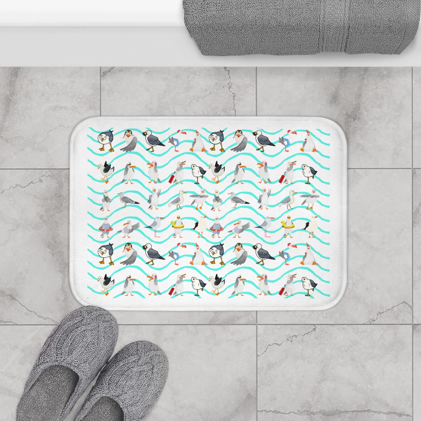 Seagull Bath Mat, Summer Bath Mat, Summer Bathroom, Beach House Bathroom, Beach House Bath, Seagull Bathroom, Bathroom Rug, Free Shipping