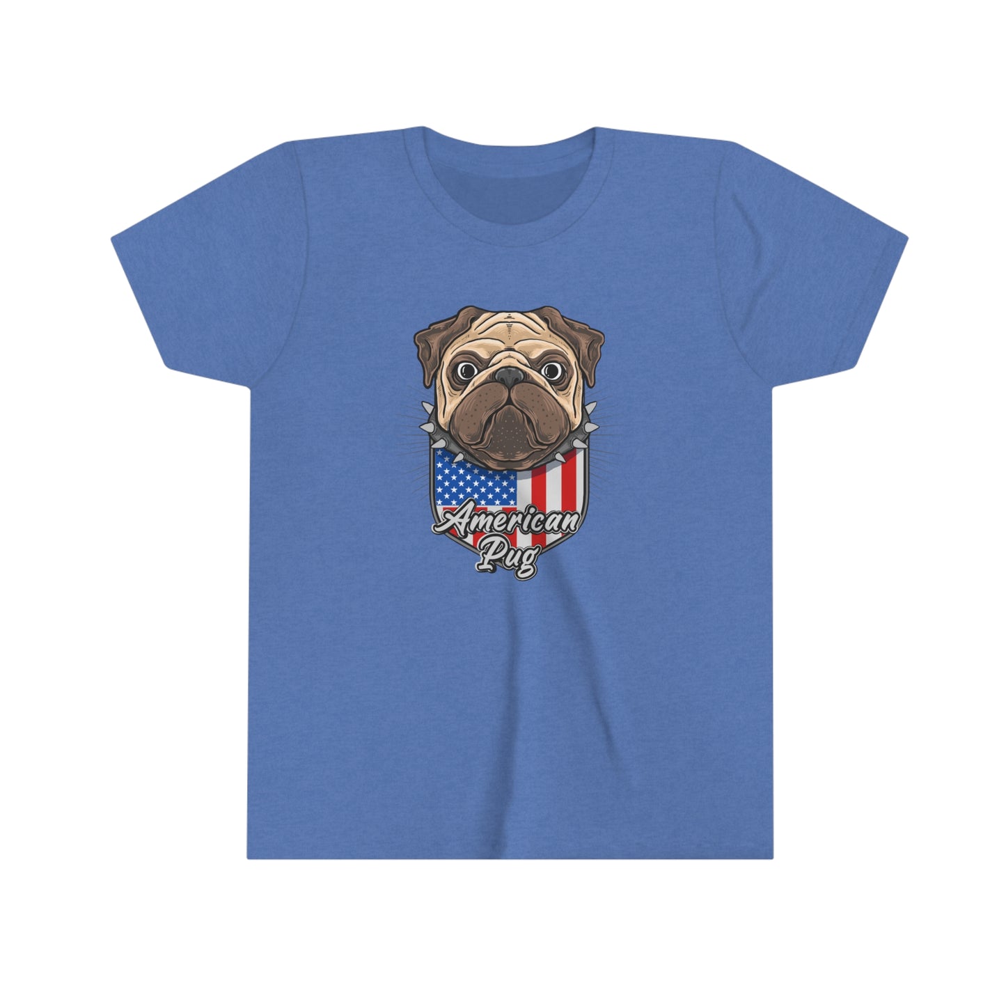 4th of July American Patriotic Pug Youth Short Sleeve Tee Kids TShirt