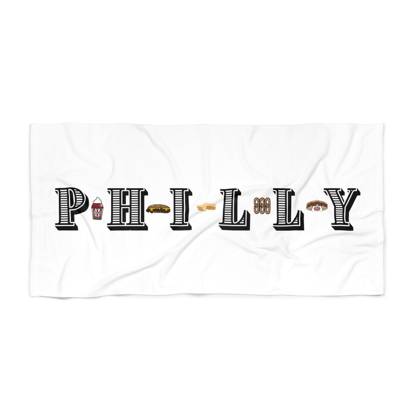 Philly with Graphics Beach Towel Philadelphia Trendy Towel