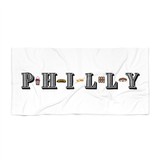 Philly with Graphics Beach Towel Philadelphia Trendy Towel