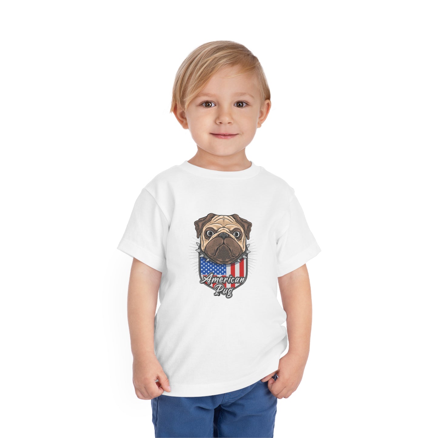 4th of July America Patriotic USA Pug Kids Tee Toddler Short Sleeve Tee