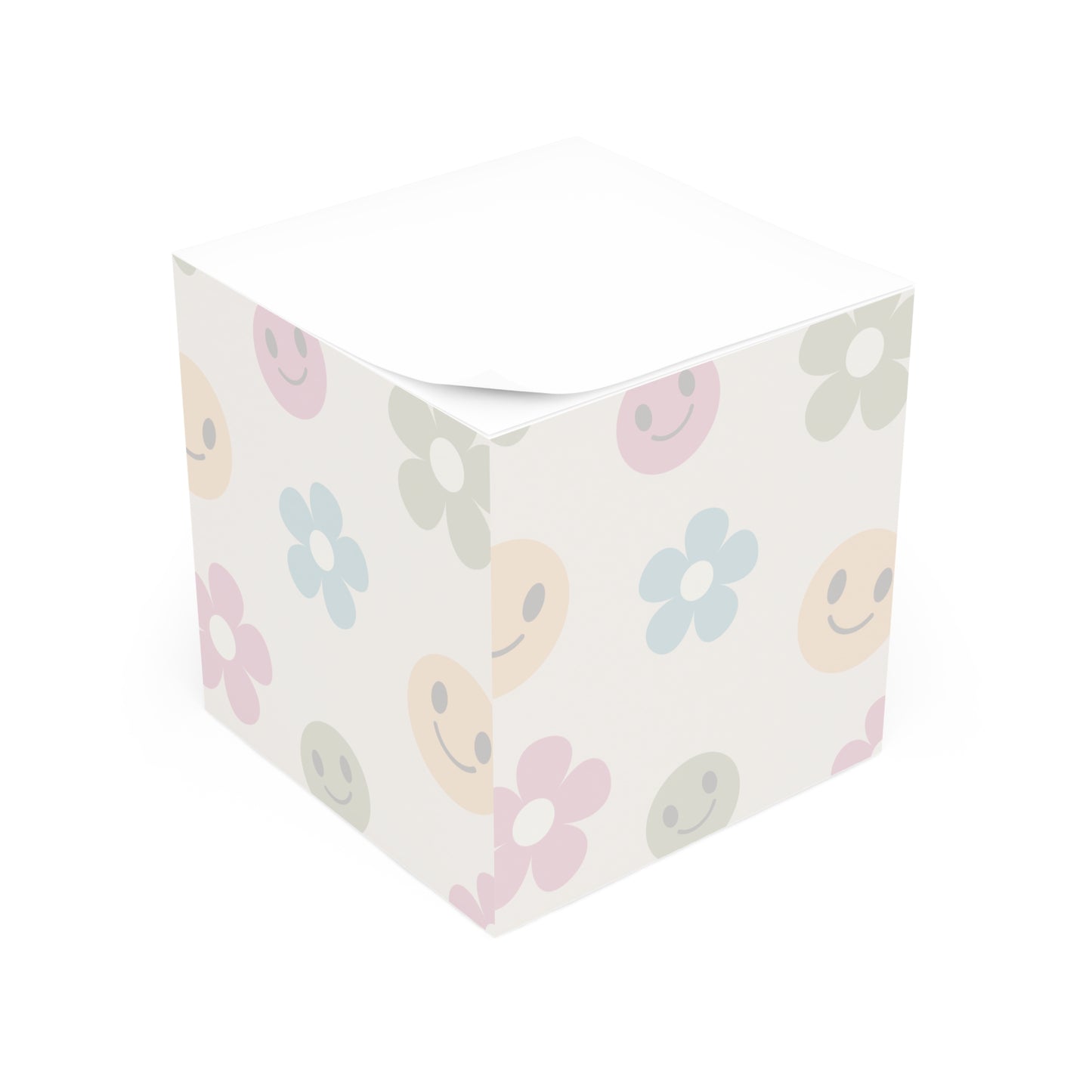 Retro Flower and Smiley Face Note Cube, Desk Supplies, Free Shipping, School