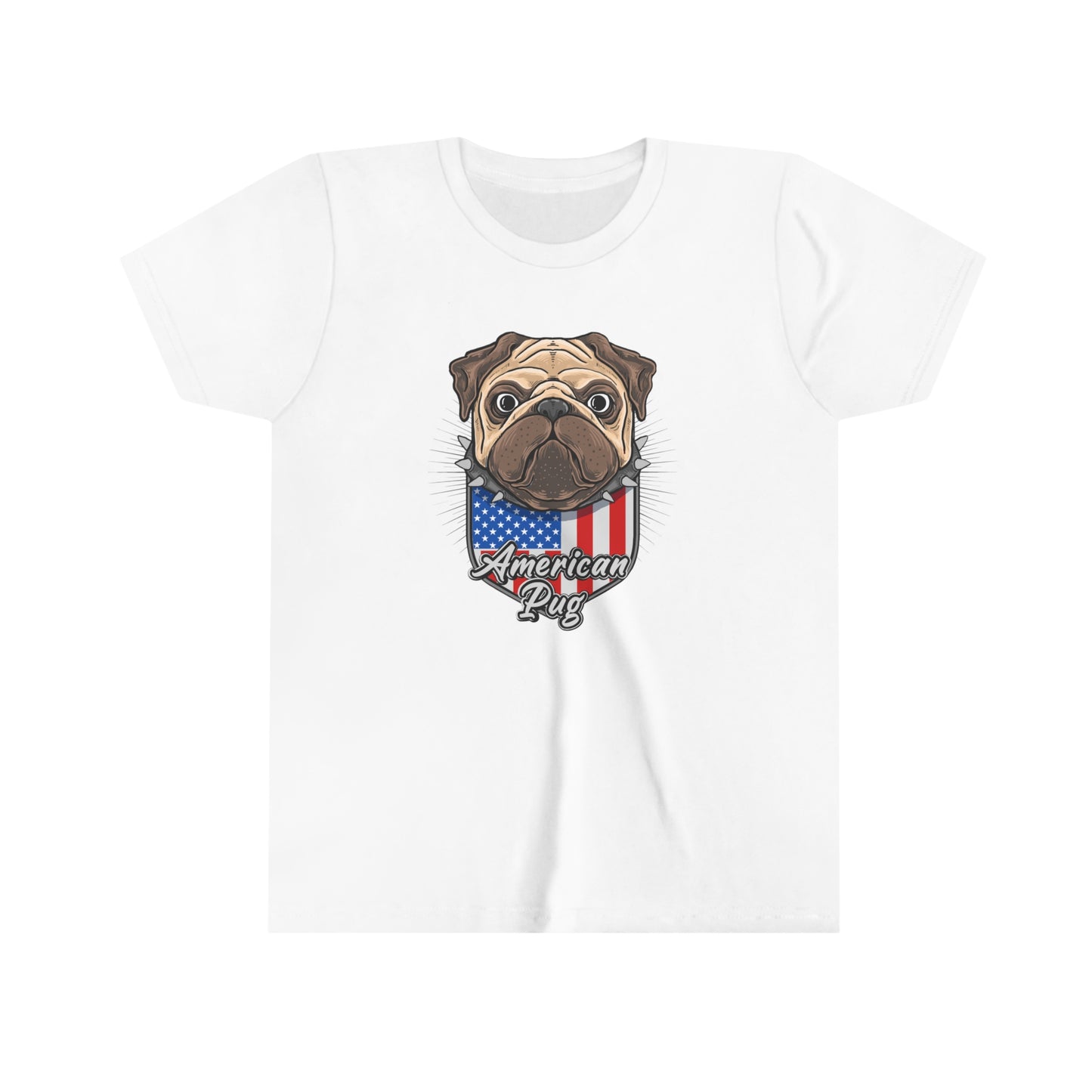 4th of July American Patriotic Pug Youth Short Sleeve Tee Kids TShirt