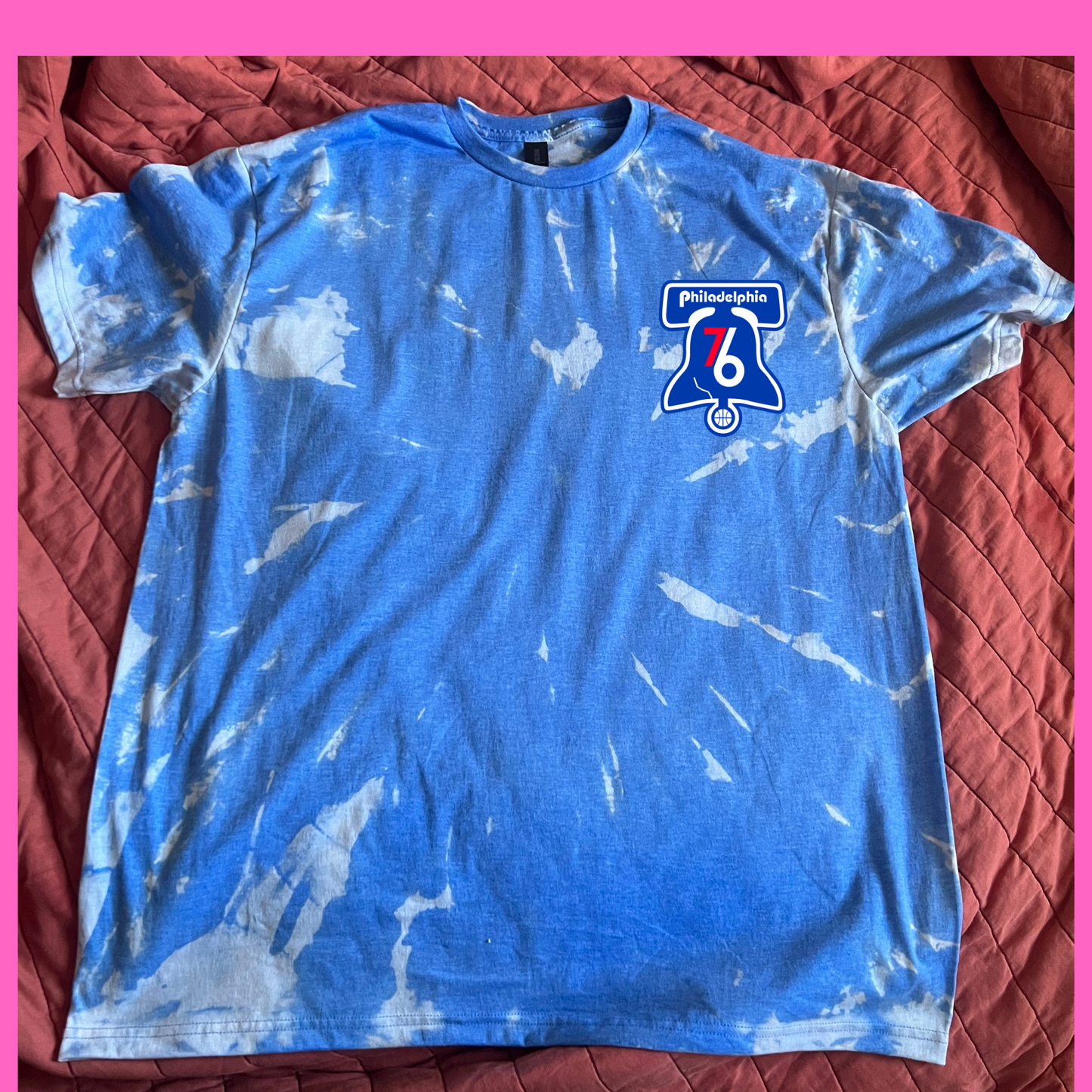 Philadelphia 76ers Sixers Blue Reverse Tie Dye 76 Liberty Bell T Shirt Tee