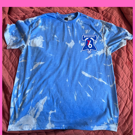 Philadelphia 76ers Sixers Blue Reverse Tie Dye 76 Liberty Bell T Shirt Tee