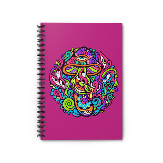 Hippie Mushroom Psychedelic Spiral Notebook, Eyeball Notebook, Hippie Notebook - Ruled Line, Free Shipping