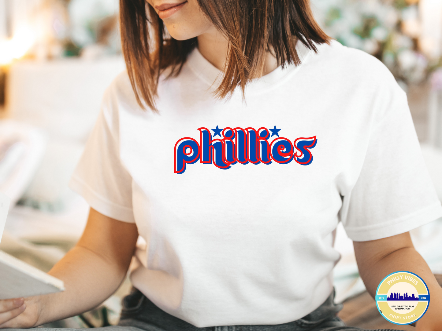 Philadelphia Phillies Trendy Blue and White Team Name Logo Unisex TShirt, Shirts for Women, Shirts for Men