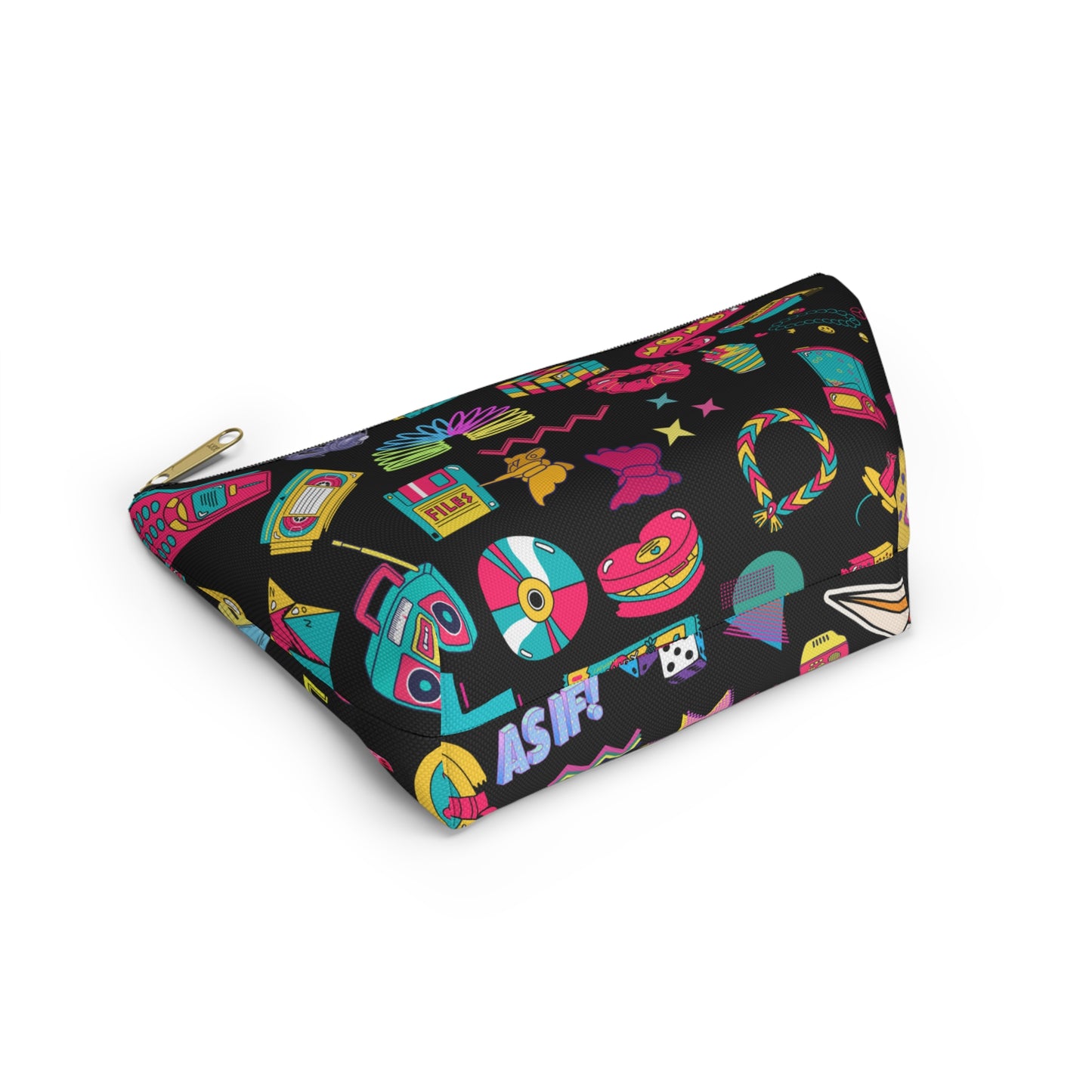 90s Accessory Pouch w T-bottom, 90s Pencil Case, 90s Cosmetic Pouch, School, Free Shipping