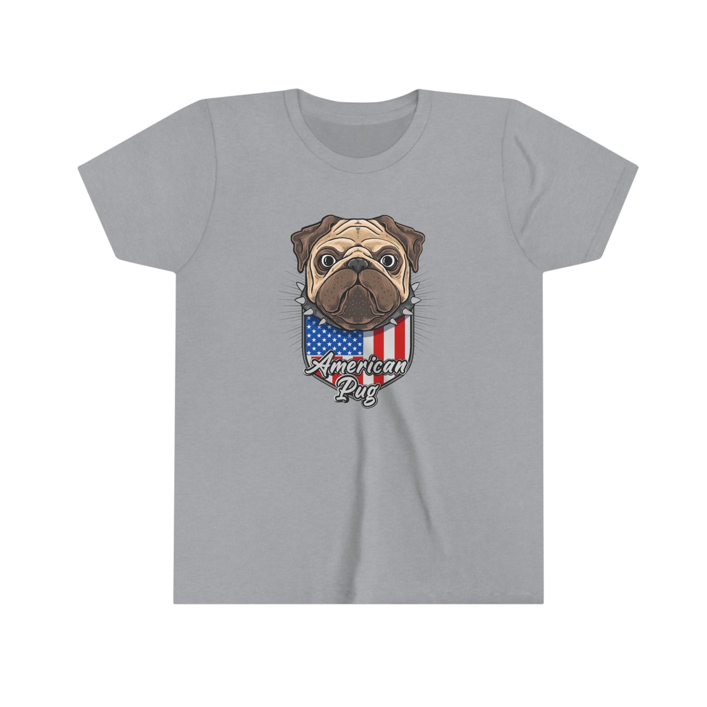 4th of July American Patriotic Pug Youth Short Sleeve Tee Kids TShirt