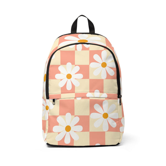 Flowers, Groovy, Retro, 60s, 70s, Trendy, School, Free Shipping, Unisex Fabric Backpack