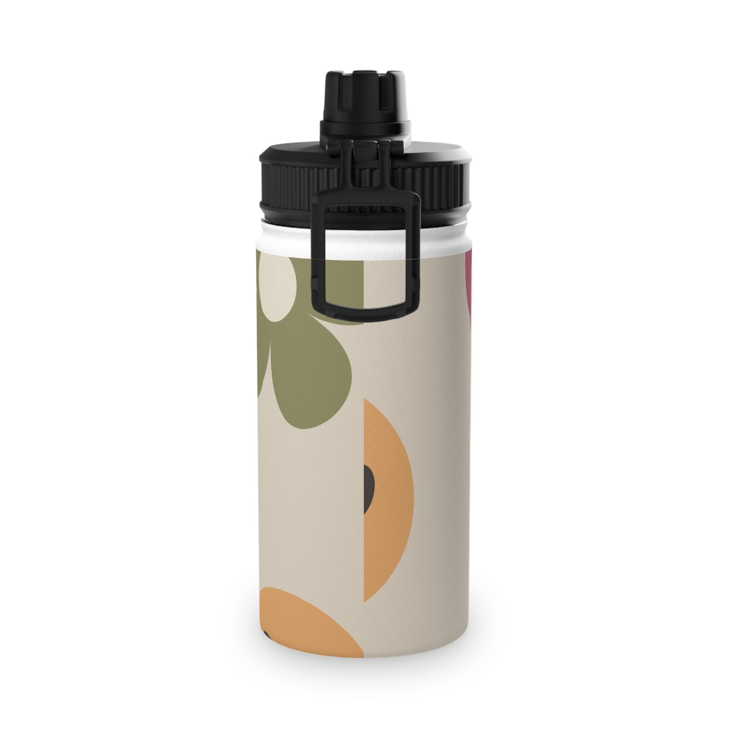 Retro Flowers and Smiley Face Stainless Steel Water Bottle, Sports Lid, School Trendy Water Bottle, Free Shipping