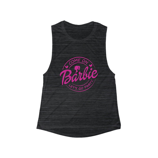 Barbie Tank Come on Barbie Lets Go Party Women's Flowy Scoop Muscle Tank
