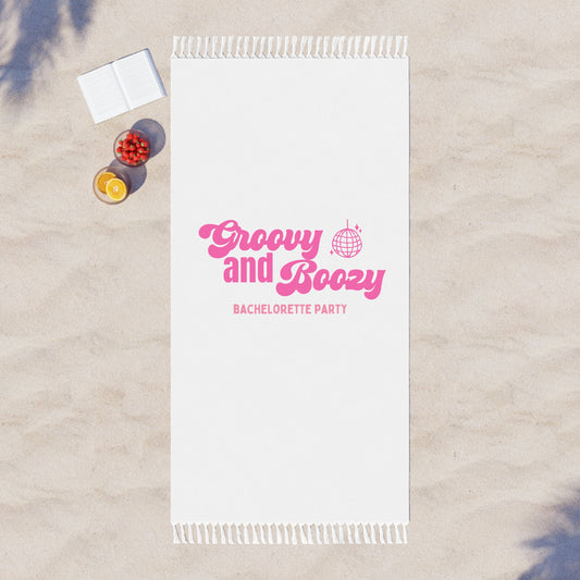 Bride Boozy and Groovy Bachelorette Party Beach Towel, Disco Beach Towel, Bachelorette Party, Boho Beach Cloth