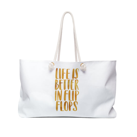 Life is Better in Flip Flops, Summer Bag, Weekender Bag, Beach Bag, Free Shipping