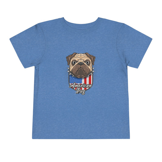 4th of July America Patriotic USA Pug Kids Tee Toddler Short Sleeve Tee
