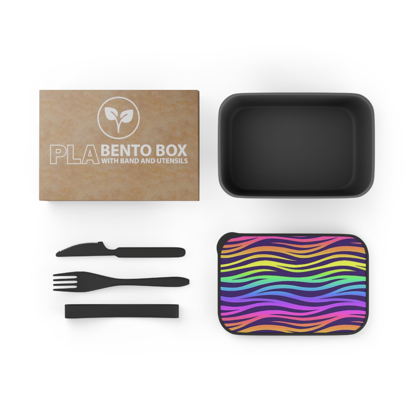 PLA Bento Box with Band and Utensils