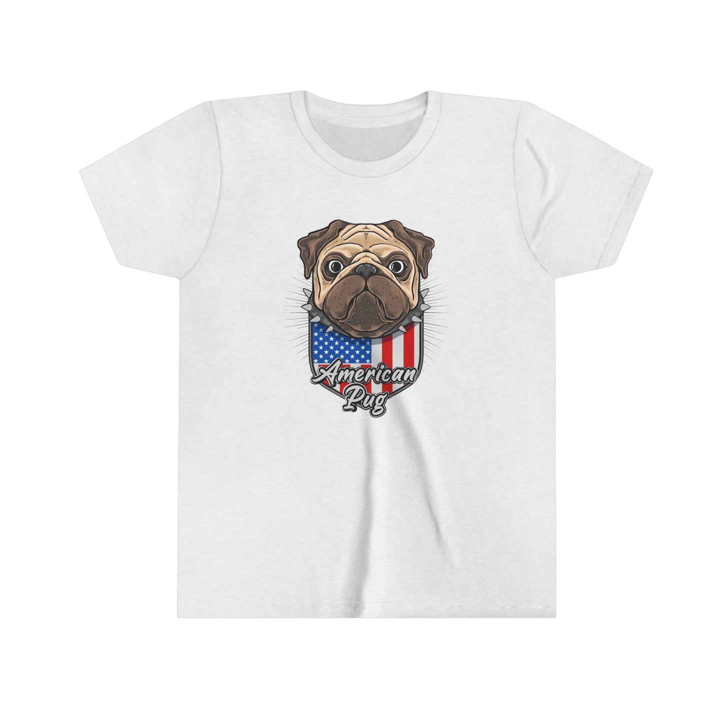 4th of July American Patriotic Pug Youth Short Sleeve Tee Kids TShirt