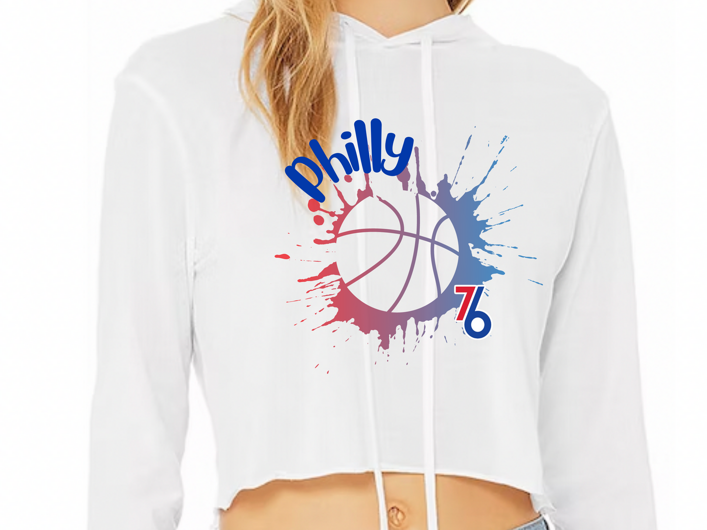 Philly 76ers Ball Splash Crop Top, V-Neck