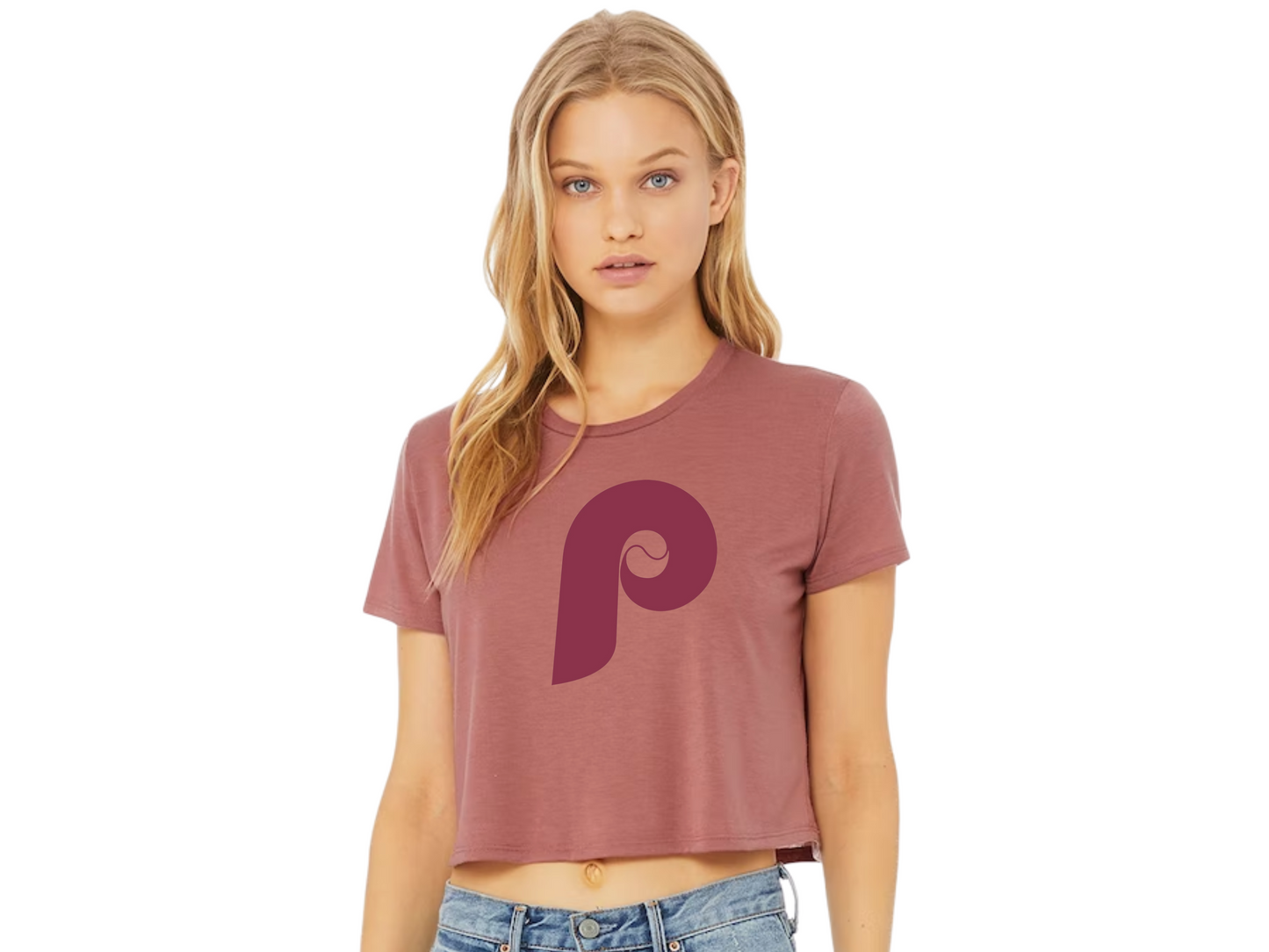 Philadelphia Phillies Trendy P Women'  V Neck Tee, Crop Top, Tank