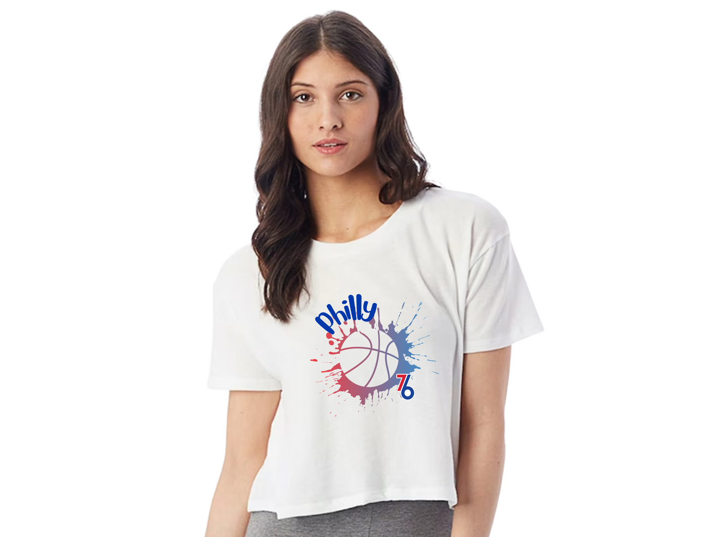 Philly 76ers Ball Splash Crop Top, V-Neck