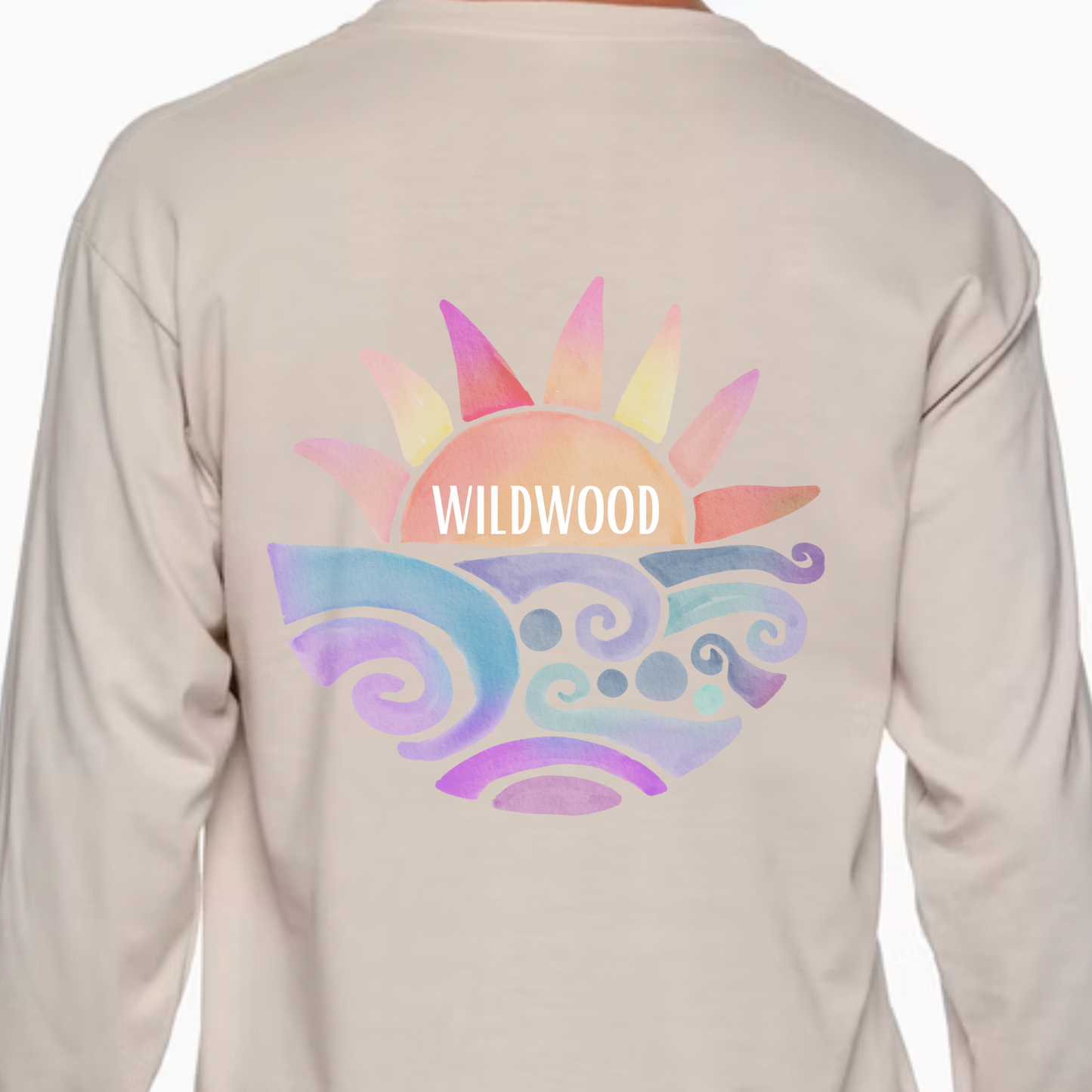 Wildwood NJ Water Colors Long Sleeve T Shirt