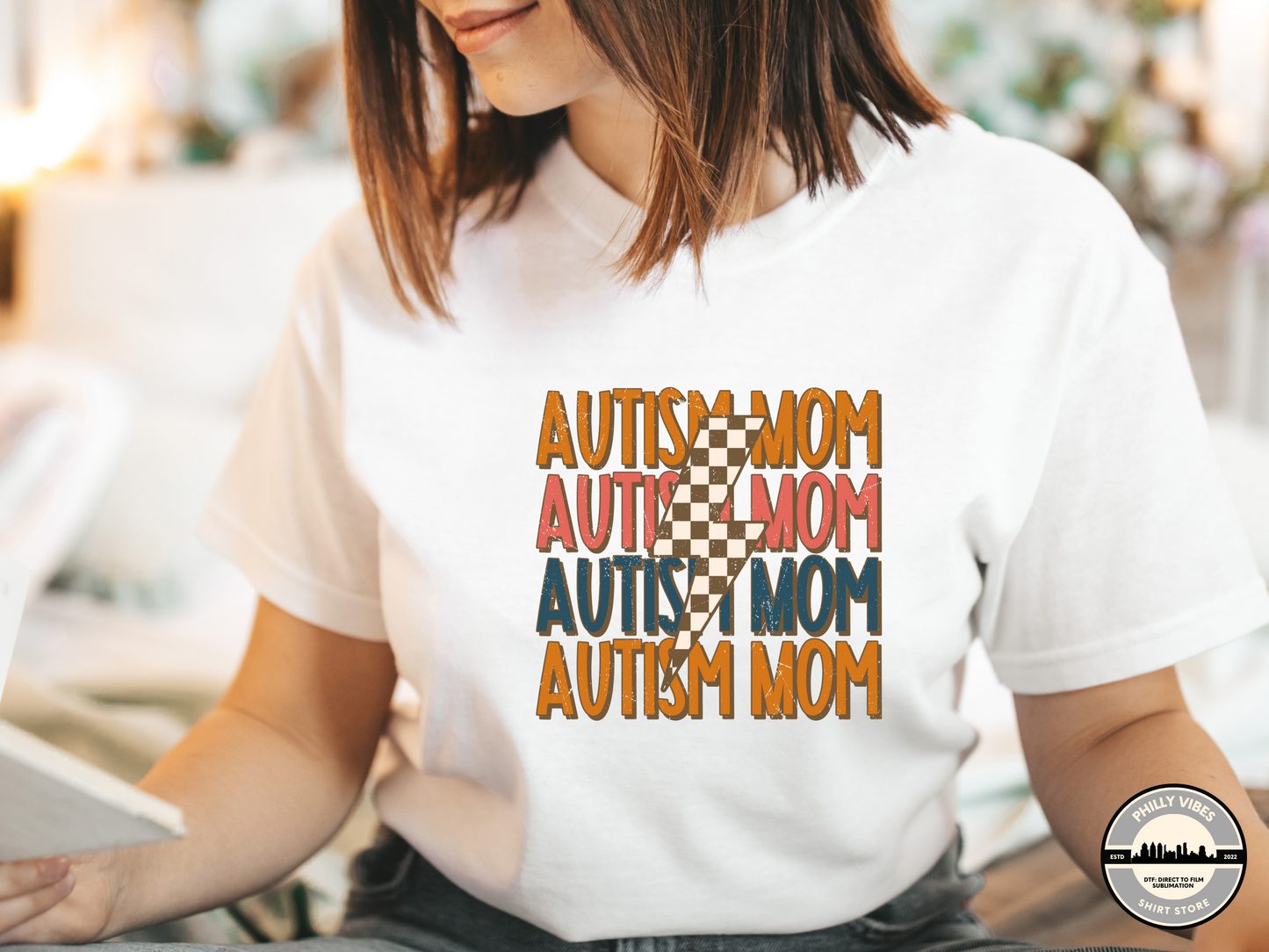 AUTISM AWARENESS Autism Mom Rock Lightning Bolt T Shirt, Long Sleeve Shirt, Crewneck Sweatshirt, Hooded Sweatshirt, Hoodie, Tee